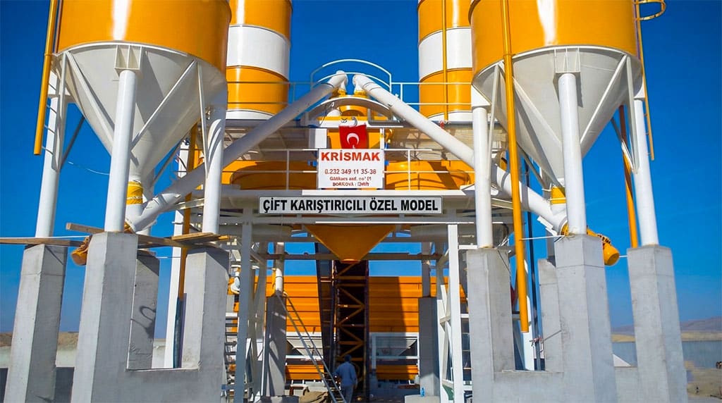 çift karıştırıcılı beton santrali